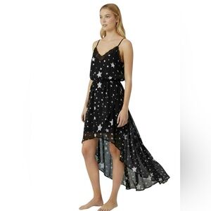 Bebe Vintage Y2K Elegant Black Starry High-Low Dress
